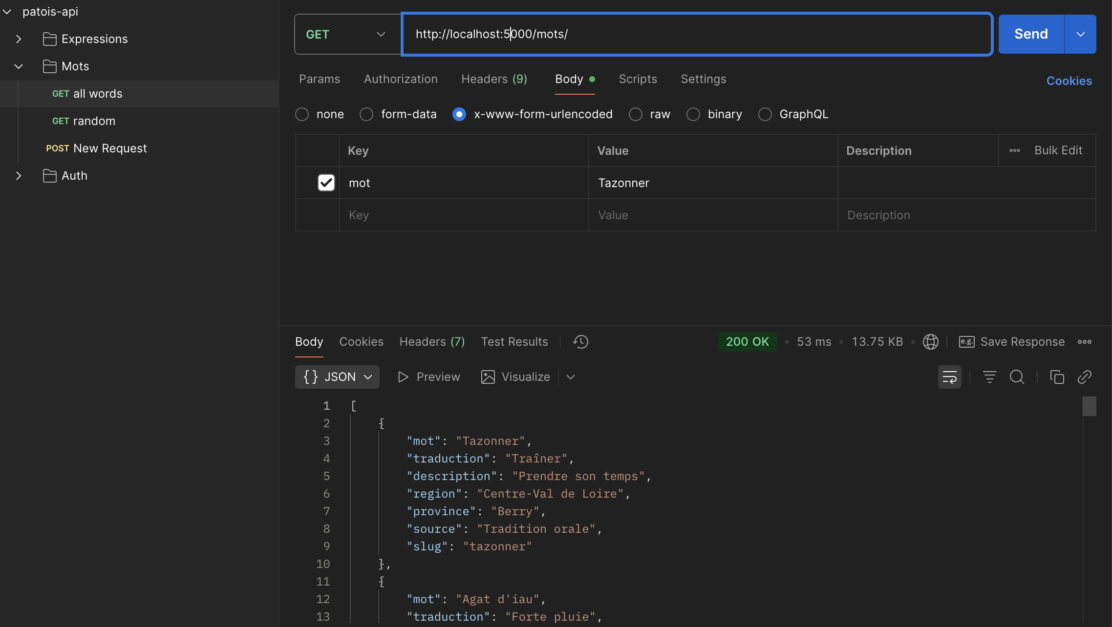 Patois API